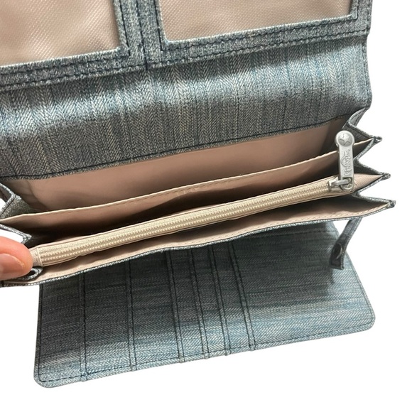 Kipling Women's Large Printed Fashion Wristlet Wallet Blue / Gray - Picture 8 of 10